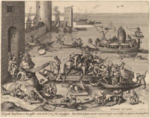 San Martín con su Caballo en un Barco