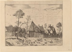 Cobertizo con cabaña de Johannes van Doetechum, the Elder and Lucas