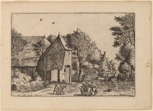 Camino del pueblo con pozo de Johannes van Doetechum, the Elder and Lucas