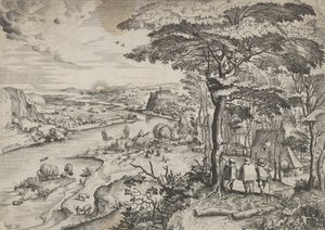 Euntes en Emaús (Paisaje con peregrinos en Emaús), ca. 1555-56. Creadores: Johannes van Doetecum I, Lucas van Doetecum de Johannes and Lucas van Doetecum