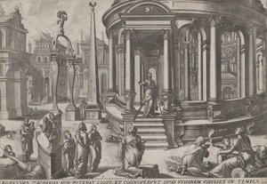 Zacarías saliendo del Templo, de la serie Eventos en y alrededor del Templo, ca. 1572. Creadores: Johannes van Doetecum I, Lucas van Doetecum de Johannes and Lucas van Doetecum