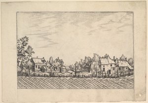 Granjas, campo arado en primer plano de Praediorum villarum et rusticarum casu... de Johannes van Doetecum I