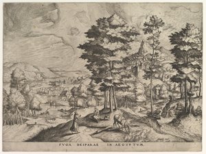 Huida a Egipto Fuga deiparae in Aegyptum de Los Grandes Paisajes, ca. 1555-56 de Johannes van Doetecum I