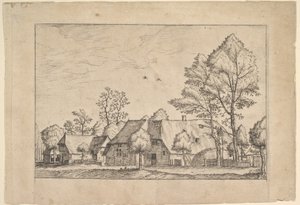 Granja grande con pozo de extracción de Praediorum villarum et rusticarum casularum icones e..., ca. 1559-61 de Johannes van Doetecum I
