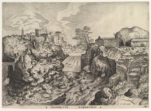 Vista del Tíber Tivoli Prospectus Tyburtinus de Los Grandes Paisajes de Johannes van Doetecum I