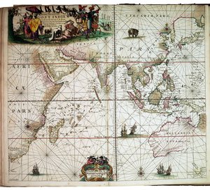 Una carta encuadernada en el "Gran Atlas del Mar recién ampliado" de Van Keulen. de Johannes van Keulen