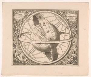Mapa celeste de la Tierra según el sistema de Ptolomeo
Situs terrae circulis coelestibus circundatae (título del objeto) de Johannes van Loon