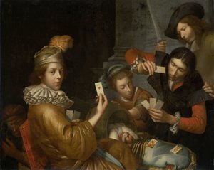 El juego de cartas en la cuna: Alegoría de Johannes van Wijckersloot (attributed to)