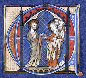 Cristo presenta la misión a San Pedro, c.1320 de Johannes von Valkenburg