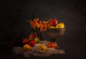 Naturaleza muerta clásica con frutas de John-Mei Zhong