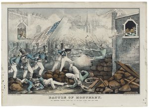 Batalla de Monterrey el 7 de julio de 1846, litografía de Nathaniel Currier de John (after) Cameron