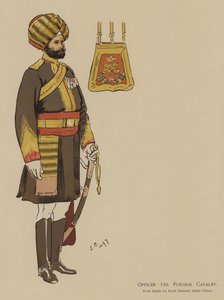 Oficial 5ª Caballería de Punjab (litografía a color) de John (after) Charlton
