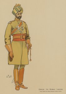 Oficial de los 7º Lanceros de Bombay (litografía en color) de John (after) Charlton