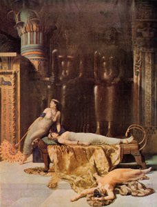 Shakespeare: Muerte de Cleopatra, Antonio y Cleopatra, Acto V, Escena 2 (litografia en color) de John (after) Collier