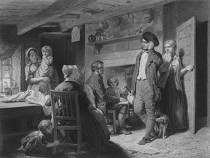 Ilustración para La Noche del Sábado del Cottar de Robert Burns, Versos VII y VIII de John (after) Faed