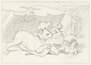 Cerbero, Infierno, Canto 6 (grabado) de John (after) Flaxman