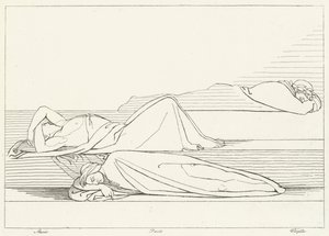 Los poetas reposando, Purgatorio, Canto 27 (grabado) de John (after) Flaxman