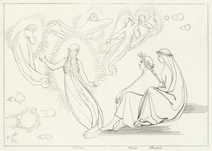 El regreso de Cunizza, Paraíso, Canto 9 de John (after) Flaxman