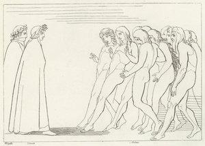 El vestíbulo del Purgatorio, Purgatorio, Canto 3 (grabado) de John (after) Flaxman