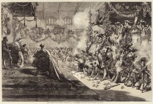 El rey Enrique VIII celebrando la Navidad en Greenwich (grabado)