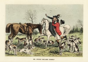 Cazador abrazando a una mujer en un caballo