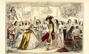 Rey Carlos II en una fiesta de baile durante la Restauración, circa 1660 de John (after) Leech