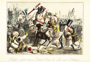 Rey Ricardo I luchando contra Saladino en la Batalla de Arsuf (Azoto), Palestina de John (after) Leech