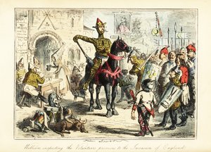 Guillermo el Conquistador con su ejército de normandos en 1066 de John (after) Leech