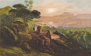 La Huida a Egipto (litografía en color)