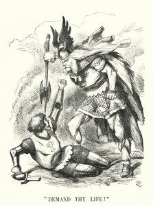Caricatura de Punch: ¡Exige Tu Vida! - Derrota de Francia en la Guerra Franco-Prusiana (grabado) de John (after) Tenniel