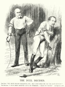 Caricatura de Punch: El duelo decidido - la derrota de Francia en la guerra franco-prusiana de John (after) Tenniel