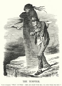 Caricatura de Punch: El Tentador - tentación del anarquismo para los desempleados (grabado) de John (after) Tenniel