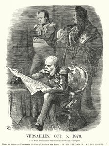 Caricatura de Punch: Versalles, 5 de octubre de 1870 - la humillación de Francia en la Guerra Franco-Prusiana de John (after) Tenniel