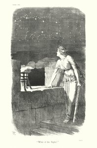 Viñeta de Sir John Tenniel: "¿Qué hay de la noche" (grabado) de John (after) Tenniel