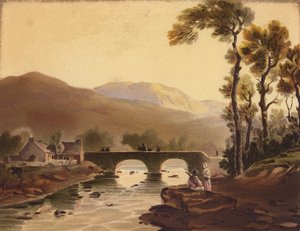 Puente de Beddgelert (litografía en color) de John (after) Varley