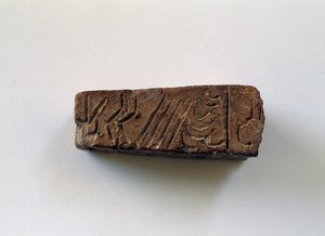 Barra con jeroglíficos del primer palacio de Knossos, Creta, Grecia, civilización minoica