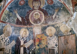 Frescos en la iglesia bizantina de Agios Georgios, Vathi, Creta, Grecia de Walter Charles Mills