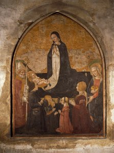 Italia, Milán, Iglesia de Santa María de las Gracias, Capilla de la Torre, Virgen adorando al Niño, fresco de Walter Charles Mills