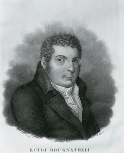 Retrato de Luigi Valentino Brugnatelli (1761-1818), químico e inventor italiano de la galvanoplastia, grabado por Luigi Rados (1773-1840) después de un dibujo de Roberto Focosi (1806-1862)