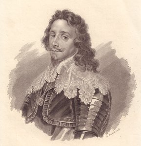 Retrato de Tomás Francisco de Saboya, Príncipe de Carignano (1596-1656), grabado en cobre por G Fusinati de una pintura de Van Dick de Walter Charles Mills