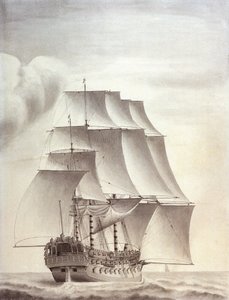 Retrato del buque inglés "Worcester" 60 cañones de John (attr.to) Hood