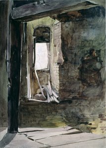 Interior del molino de viento en el campo de batalla de Crecy