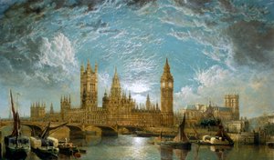 Puente de Westminster, las Casas del Parlamento y la Abadía de Westminster vistas desde el río, 1872 de John Anderson