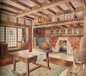 Diseño para sala de estar en una casa pequeña, c. 1900, 1905 de John Archibald Campbell
