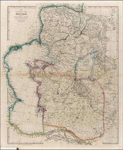 Mapa de 1842 del mar Caspio, Khivah y el país circundante por John Arrowsmith
