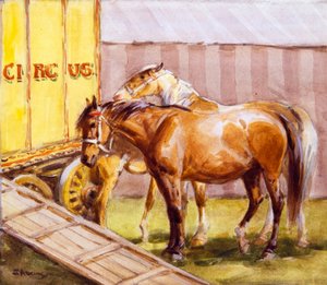 Caballos de circo (acuarela)