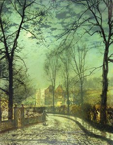 Un camino iluminado por la luna, siglo XIX de John Atkinson Grimshaw