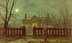Una dama en un jardín a la luz de la luna, 1882 de John Atkinson Grimshaw