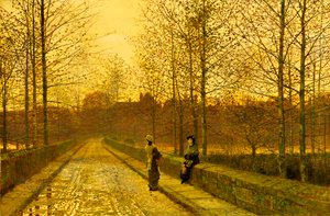En el crepúsculo dorado, 1883 de John Atkinson Grimshaw