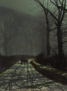 Escena nocturna en el carril de John Atkinson Grimshaw